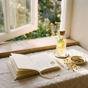 cortisol detox morning routine with lemon water and journaling