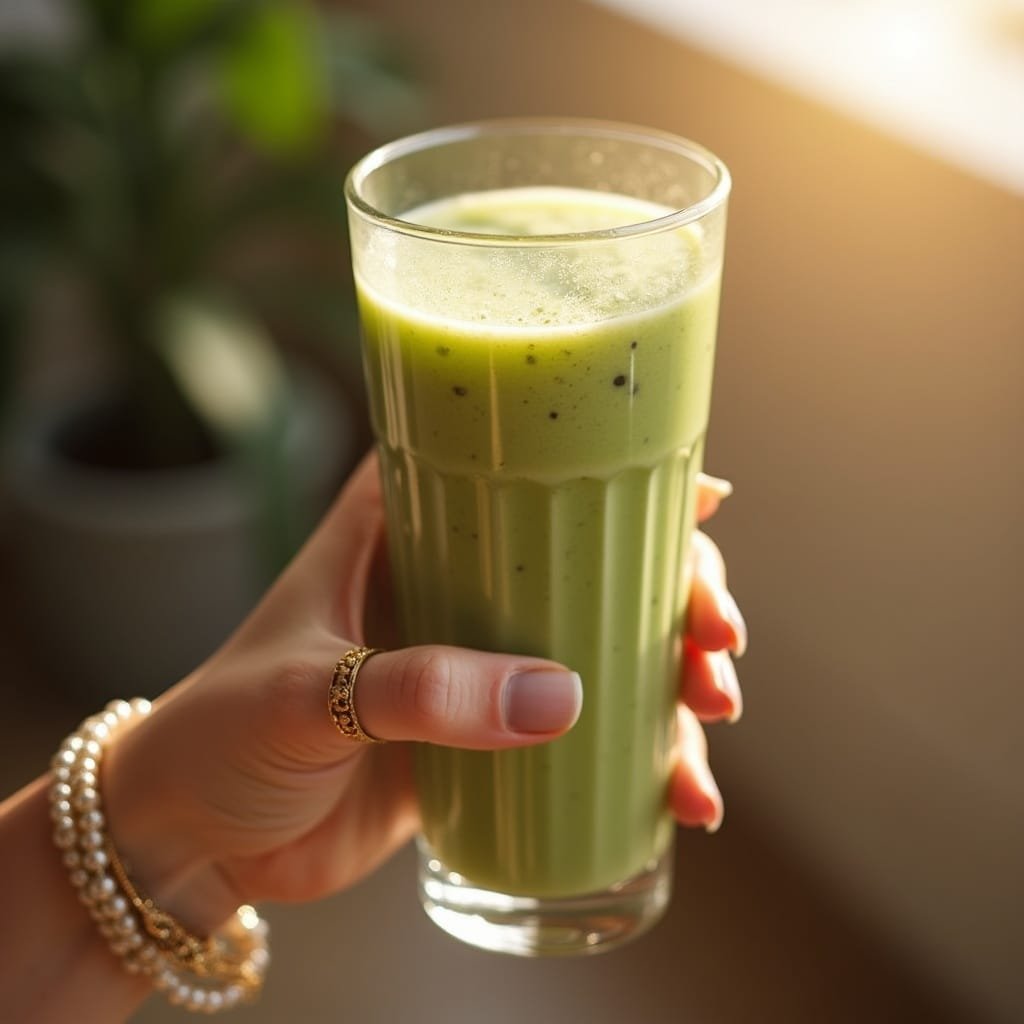 Hand holding smoothie